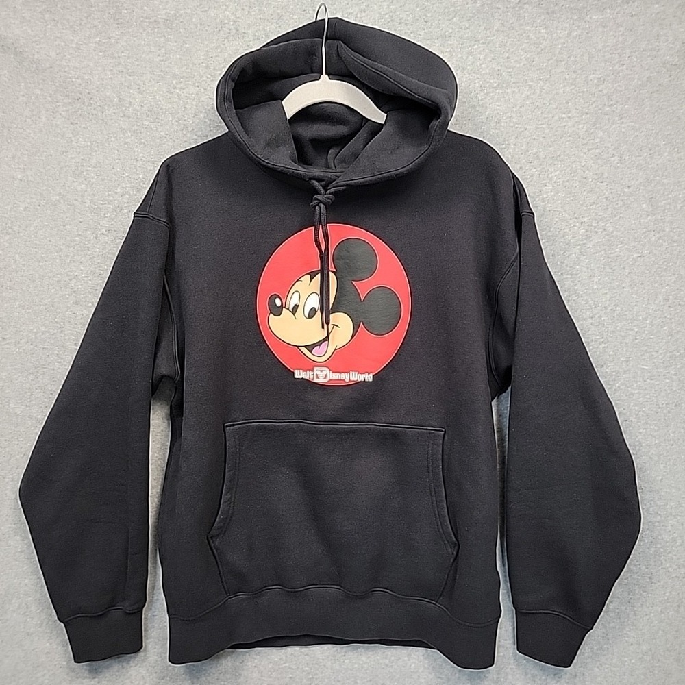 Mickey Mouse Walt Disney World Pullover Hoodie Sweatshirt Black Size Medium‎